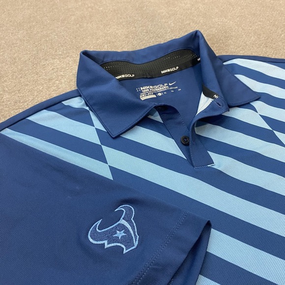 Houston Texans Shirt Mens XL Blue Striped NFL Football Nike Golf Dri Fit Polo - Picture 1 of 11